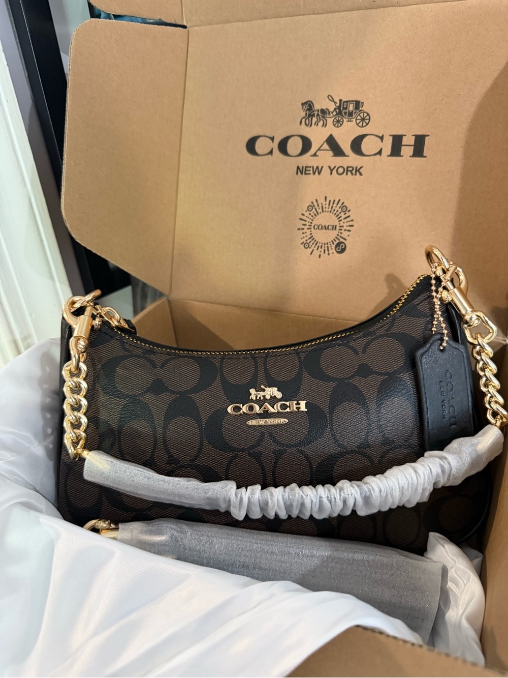 Coach Signature Canvas Shoulder Bag in Brown